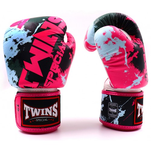 Боксерские перчатки Twins Special с рисунком (FBGVL3-61 white/pink)